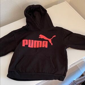 PUMA Kids Black Hoodie with Red Logo